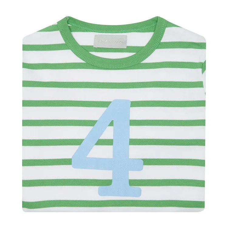 Bob & Blossom Grass Green & White Striped Number T-Shirt