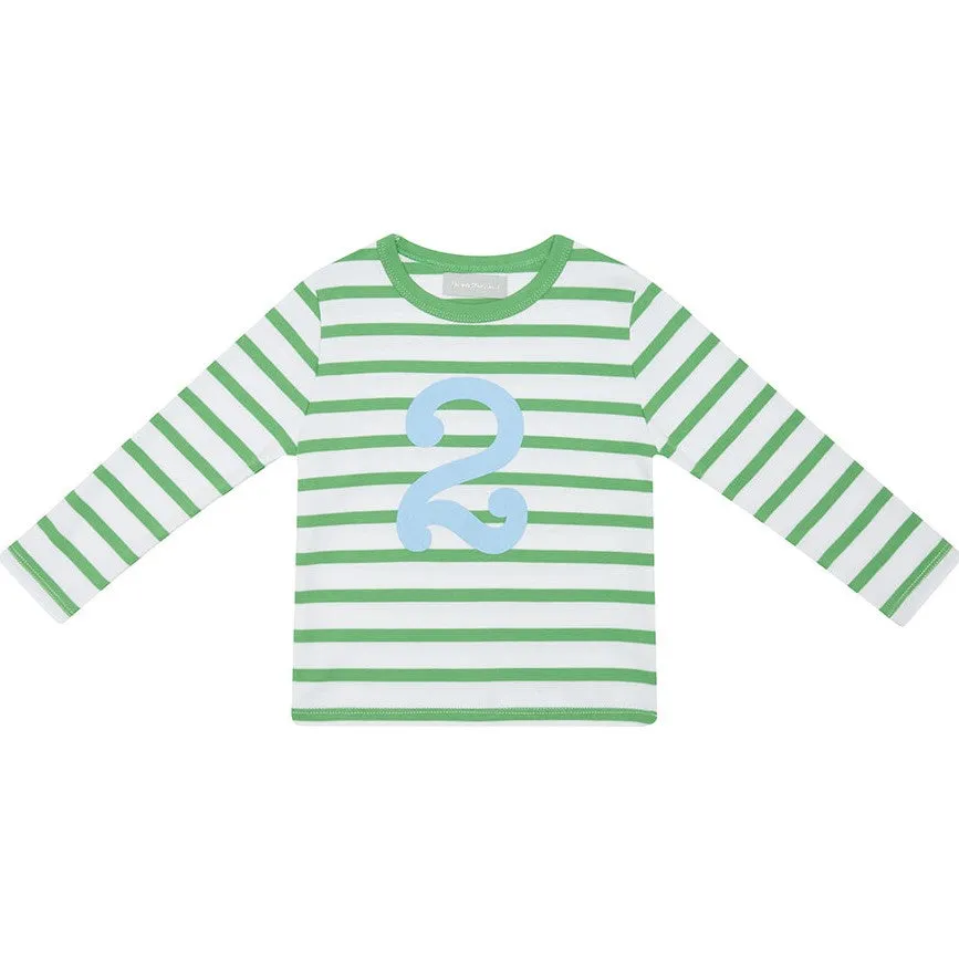 Bob & Blossom Grass Green & White Striped Number T-Shirt