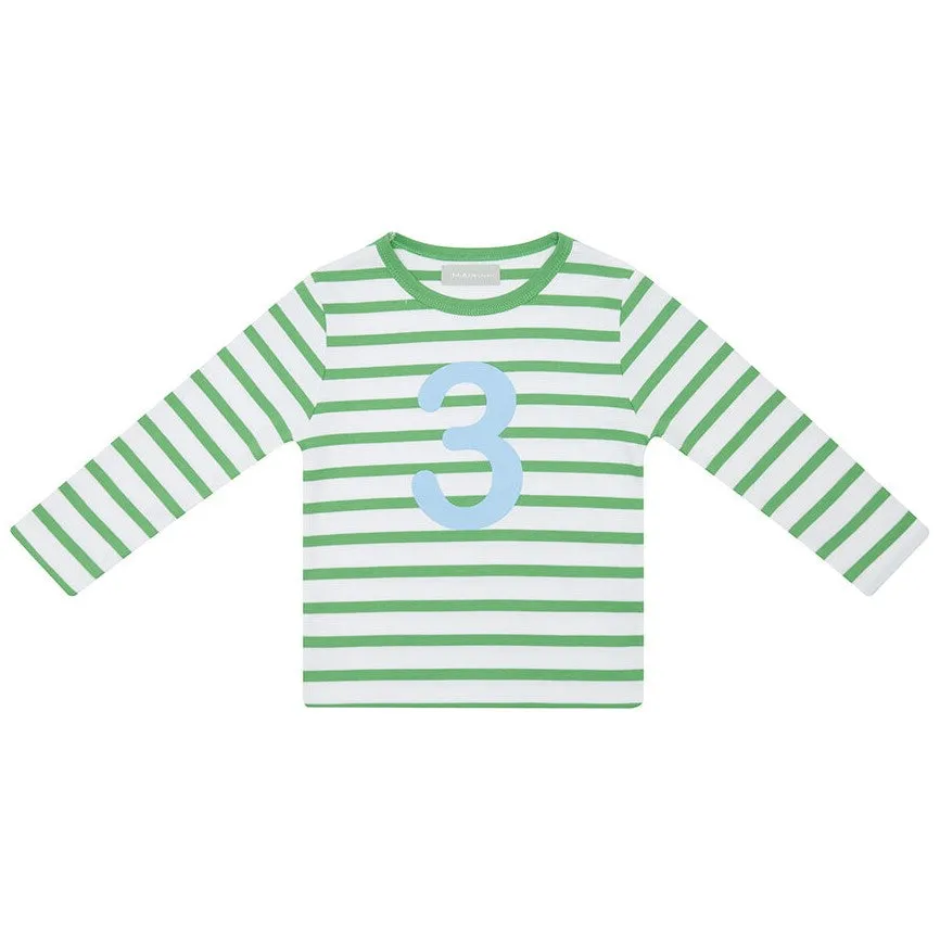 Bob & Blossom Grass Green & White Striped Number T-Shirt