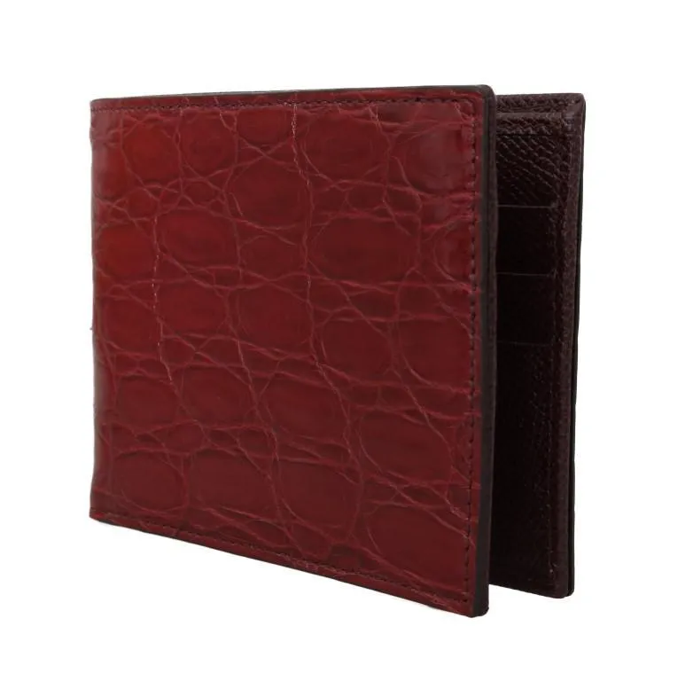 Bordeaux Caiman Alligator Bifold Wallet