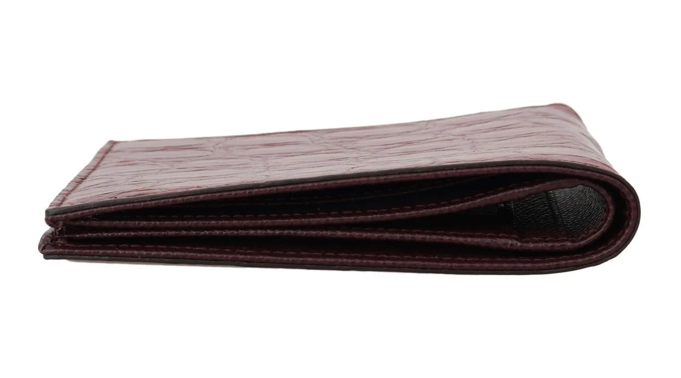 Bordeaux Caiman Alligator Bifold Wallet
