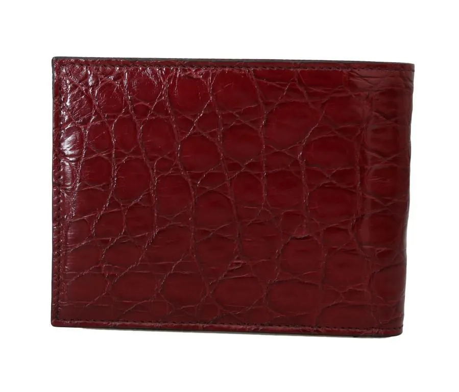 Bordeaux Caiman Alligator Bifold Wallet