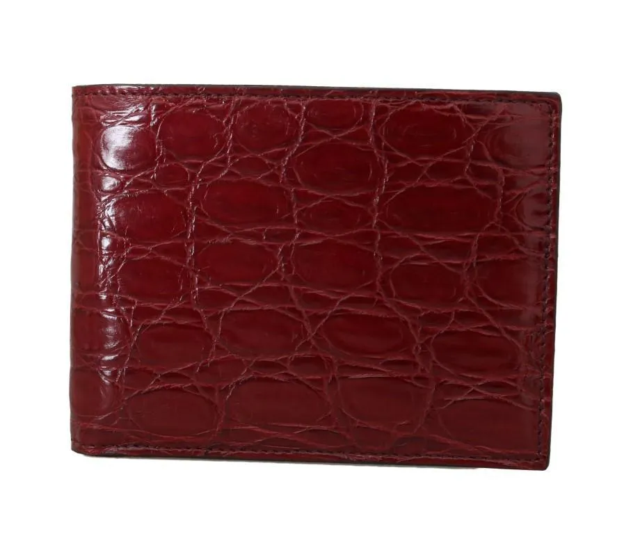 Bordeaux Caiman Alligator Bifold Wallet