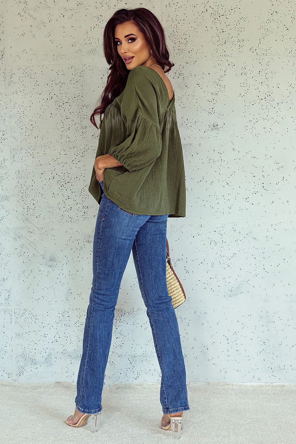 Bracelet Sleeve Babydoll Blouse
