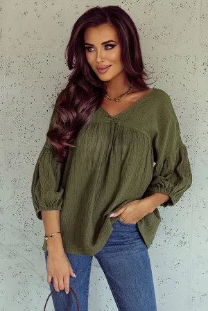 Bracelet Sleeve Babydoll Blouse