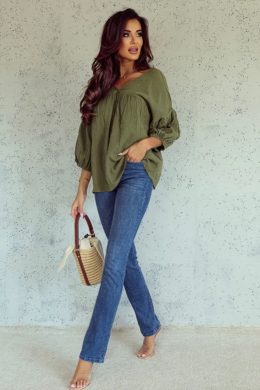 Bracelet Sleeve Babydoll Blouse