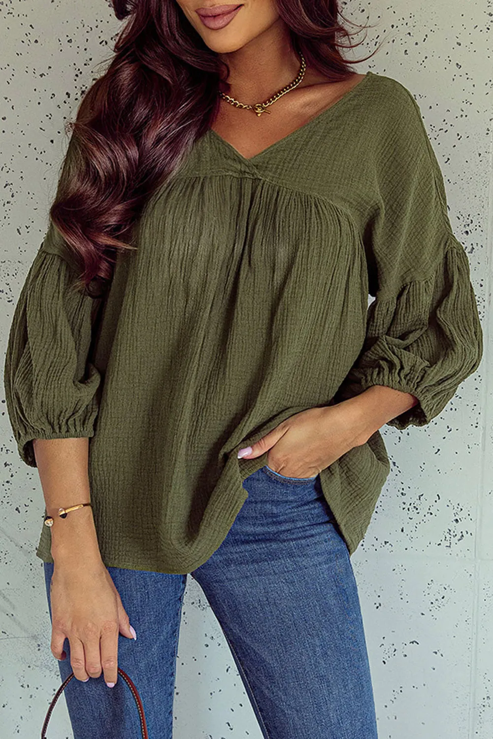 Bracelet Sleeve Babydoll Blouse