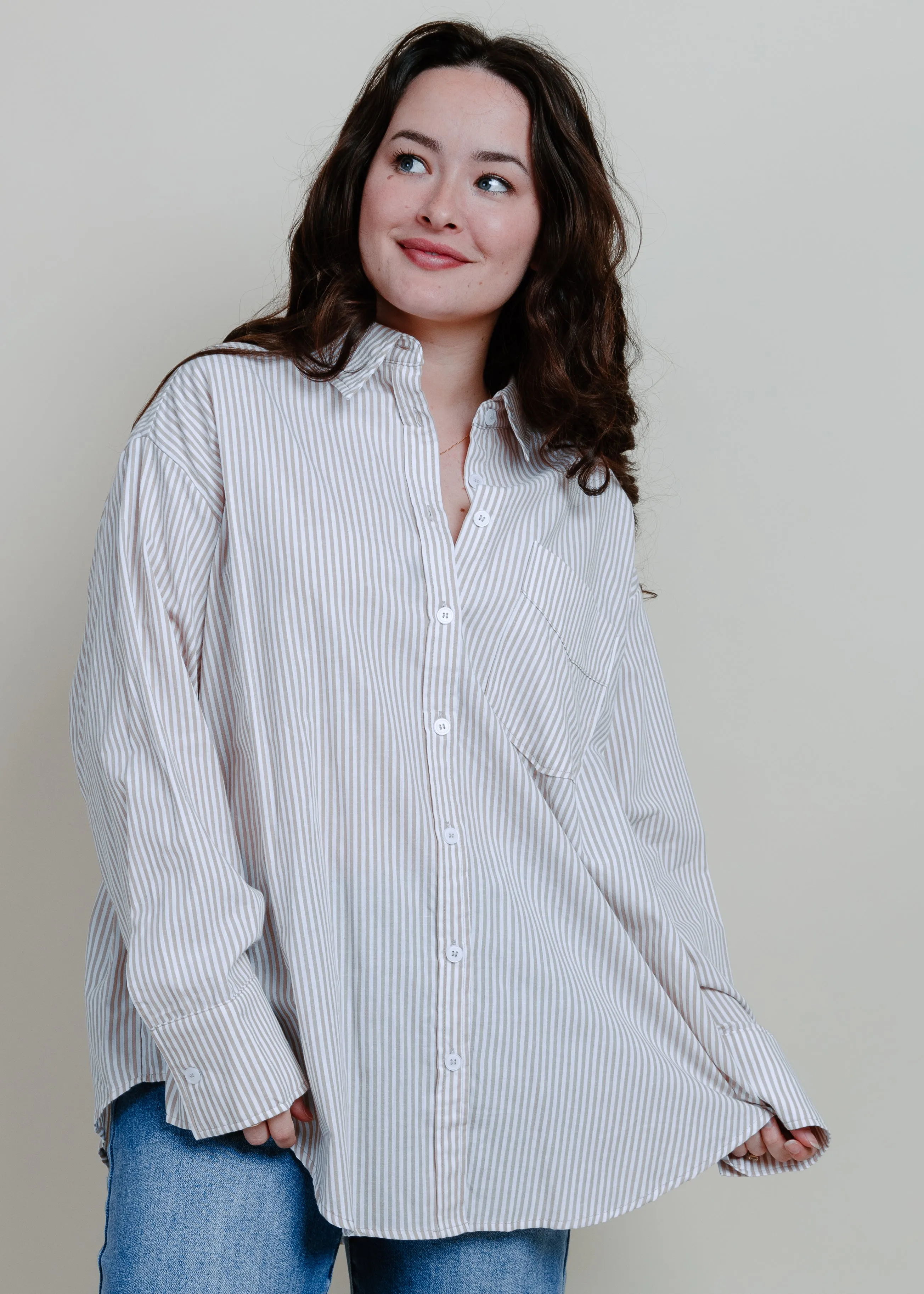 Breezy Striped Button-Down Shirt