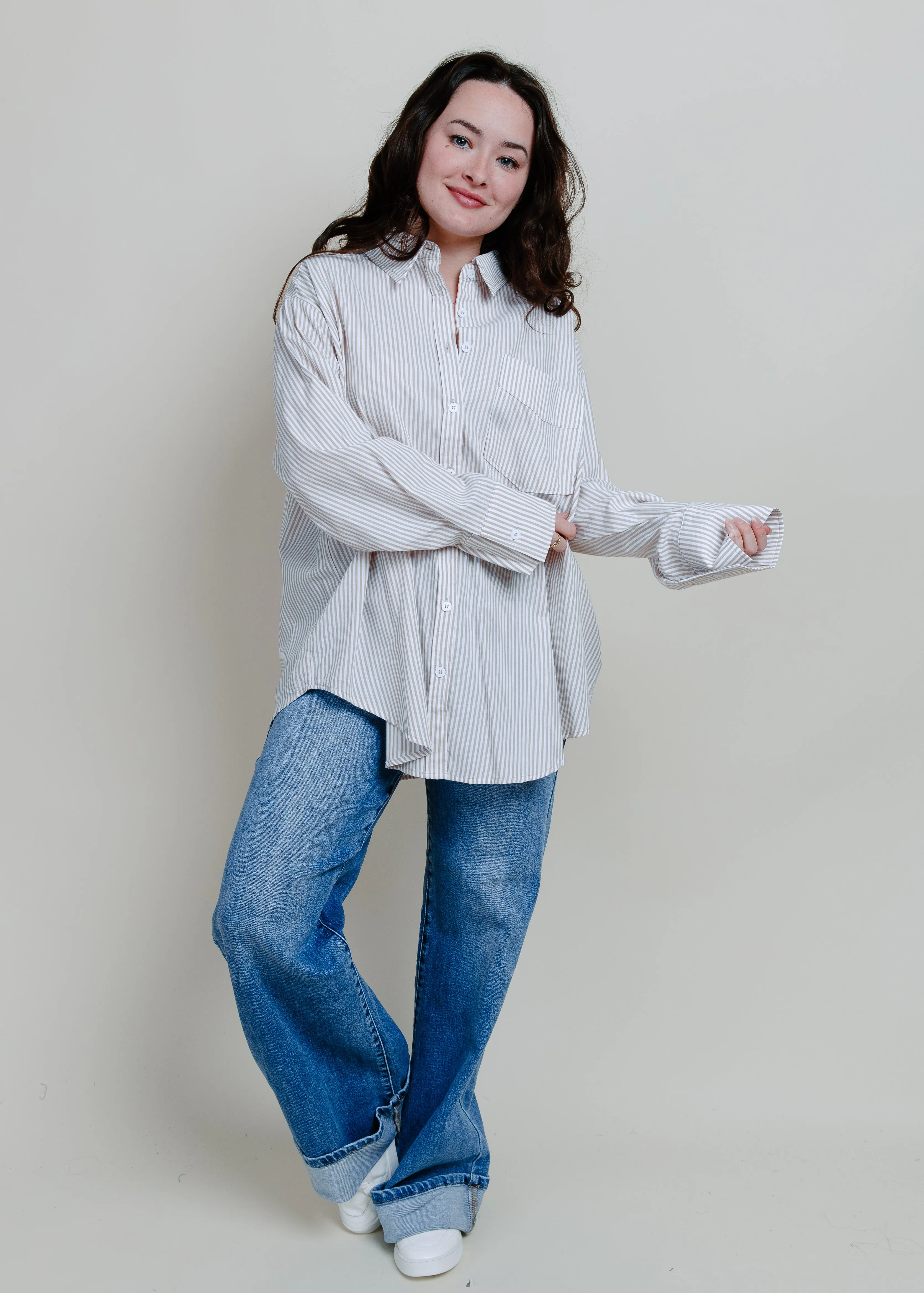 Breezy Striped Button-Down Shirt