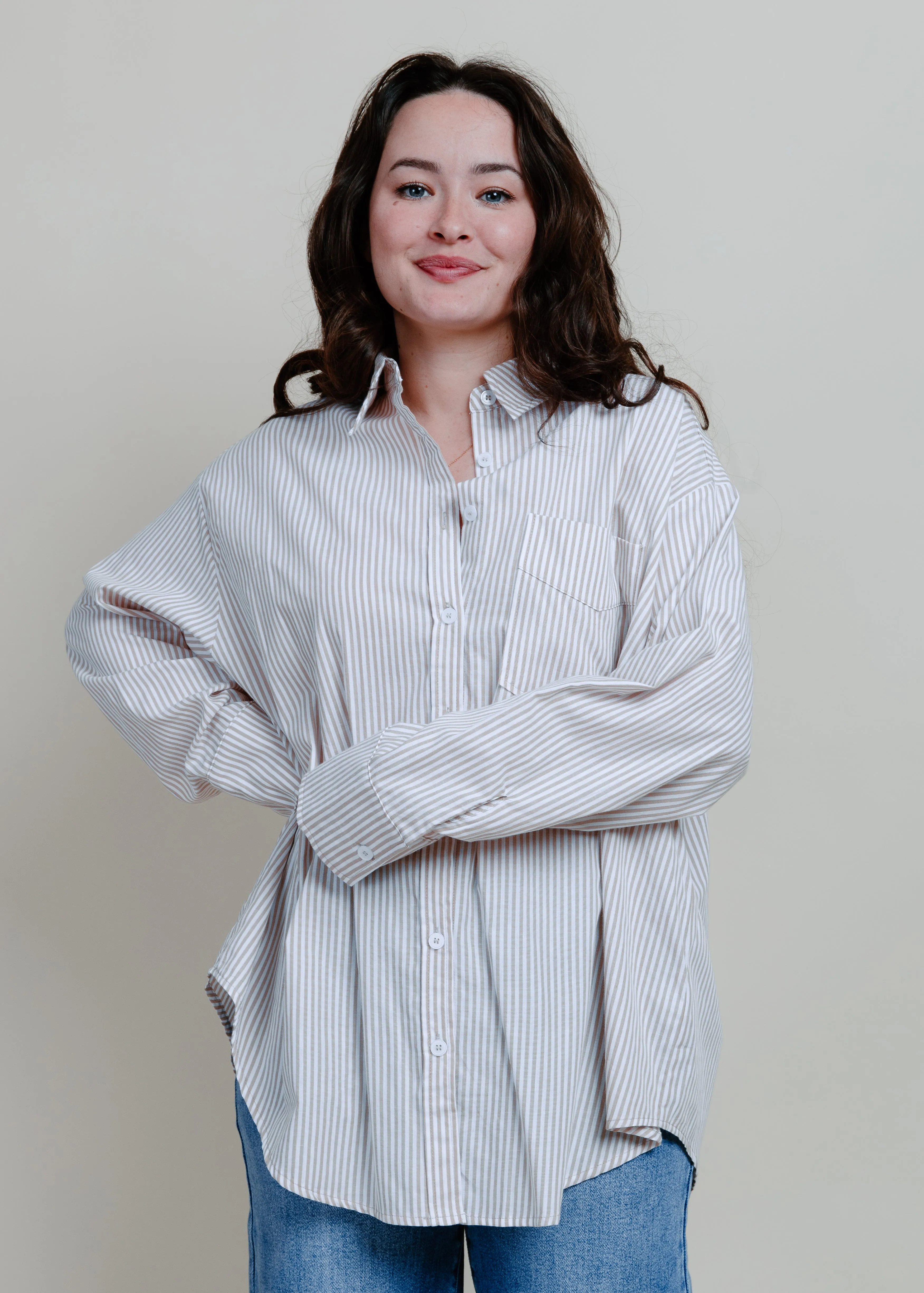 Breezy Striped Button-Down Shirt