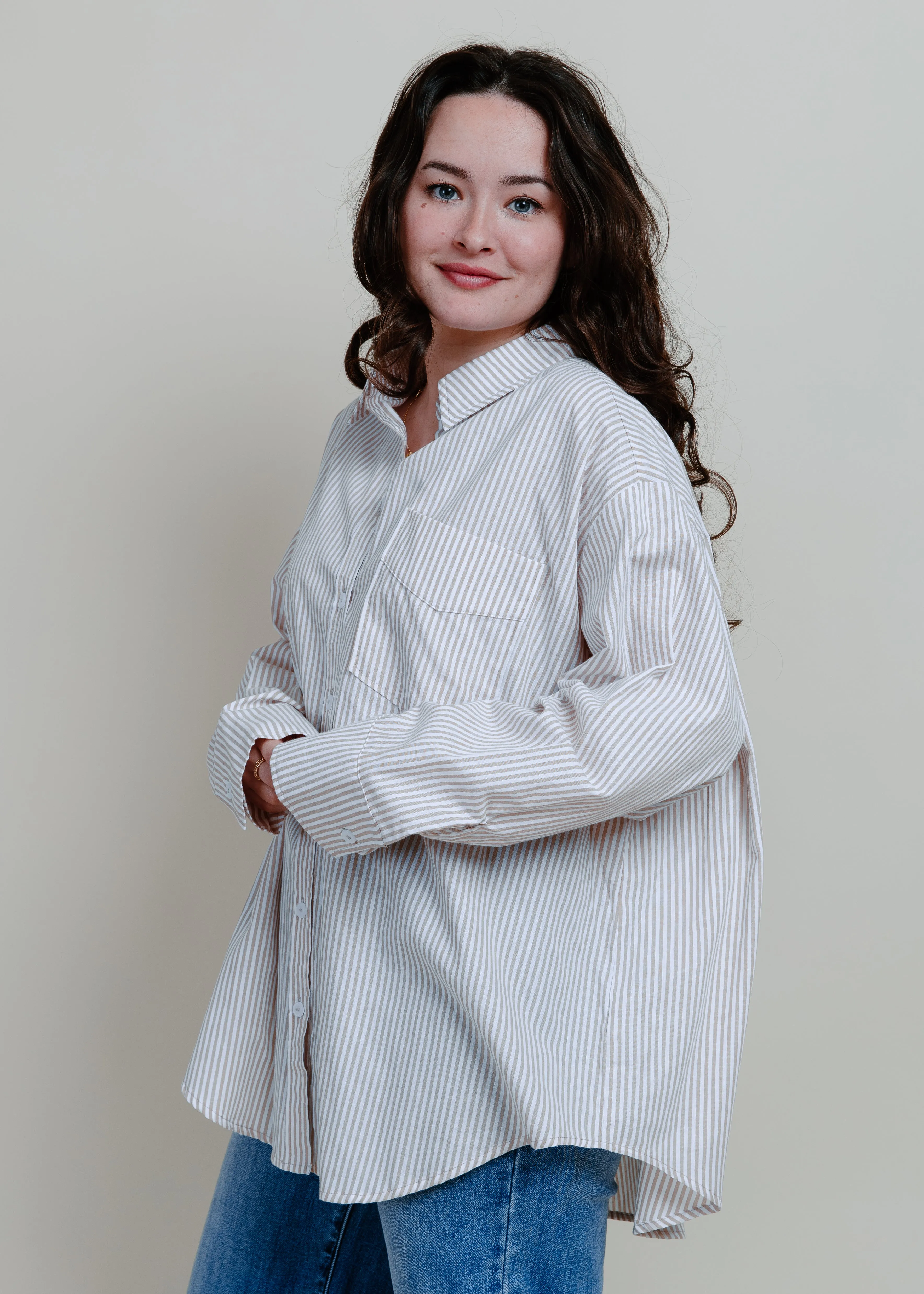 Breezy Striped Button-Down Shirt