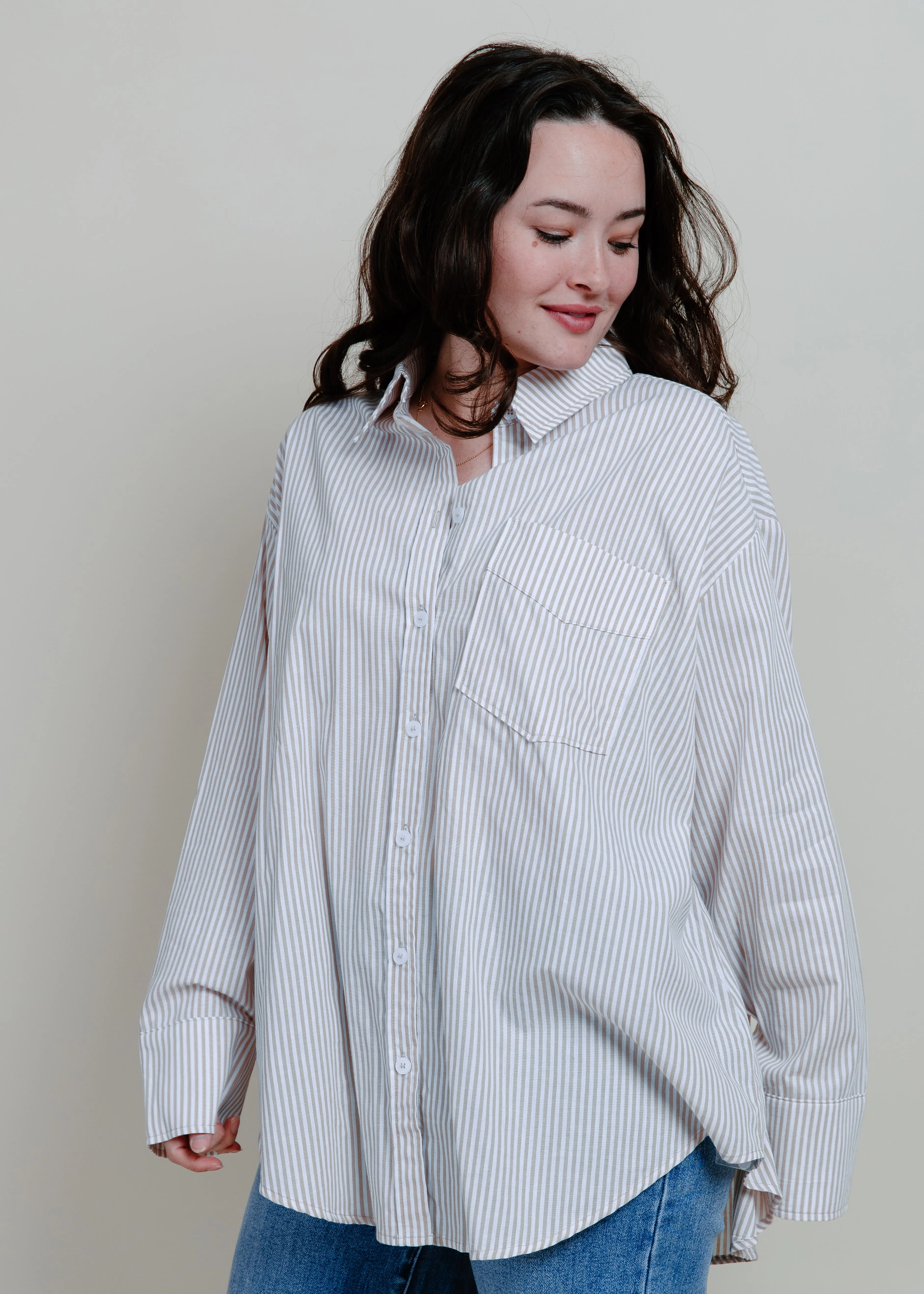 Breezy Striped Button-Down Shirt