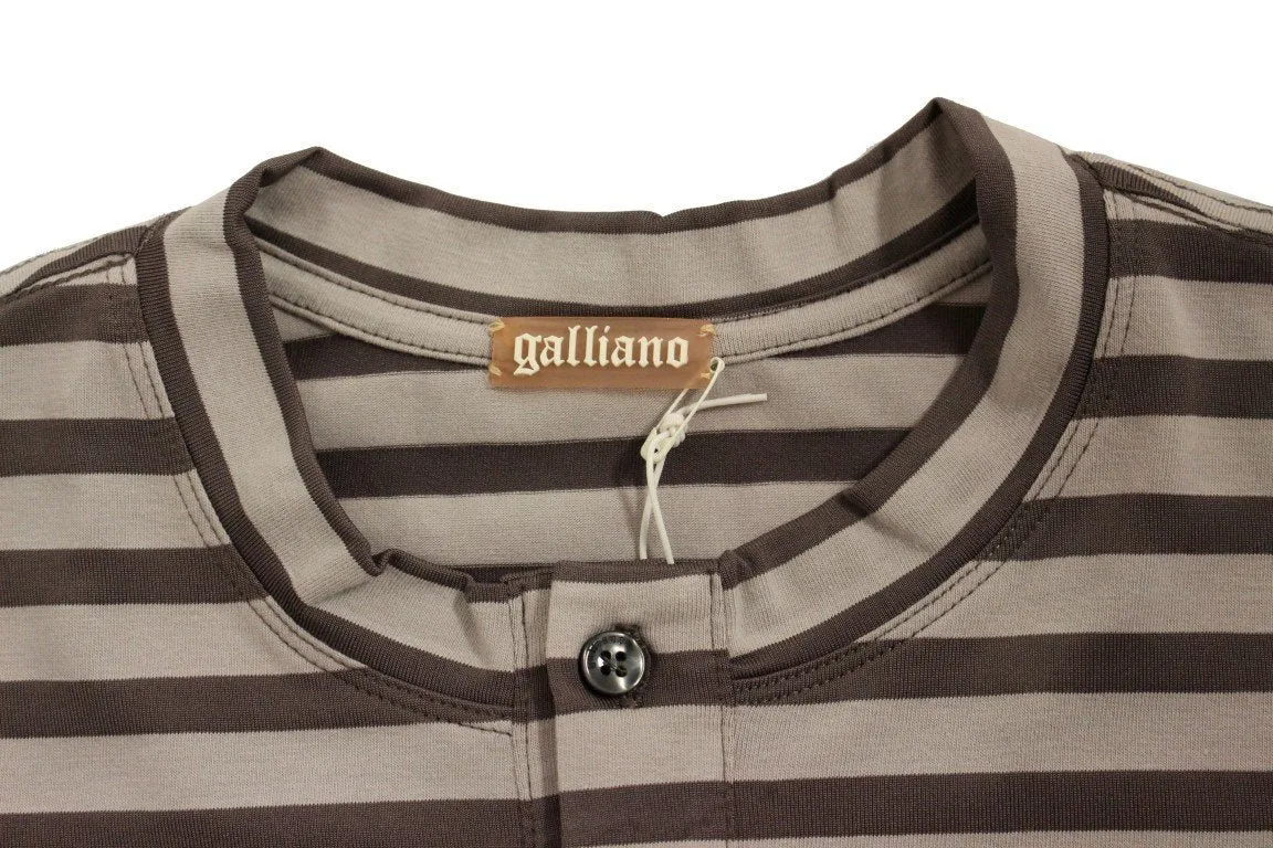 Brown striped cotton t-shirt