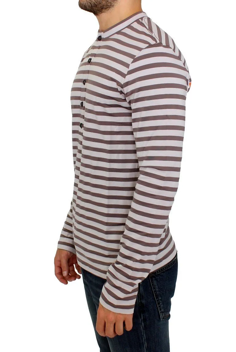 Brown striped cotton t-shirt