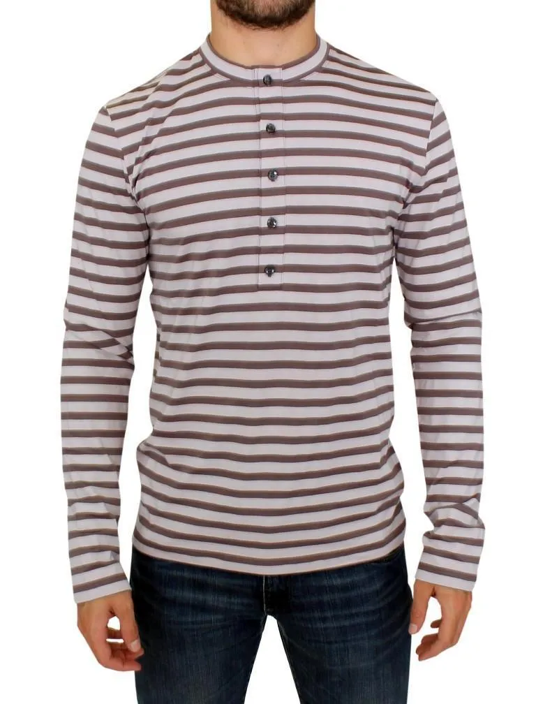 Brown striped cotton t-shirt