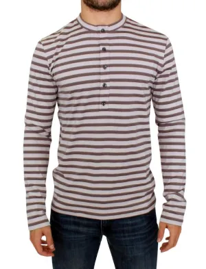 Brown striped cotton t-shirt