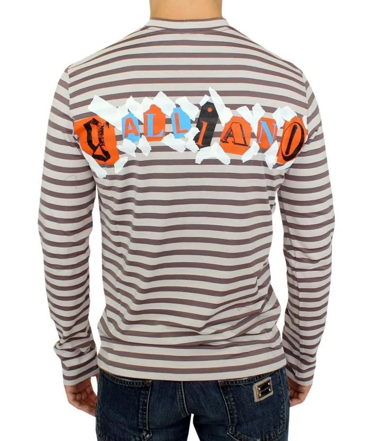 Brown striped cotton t-shirt