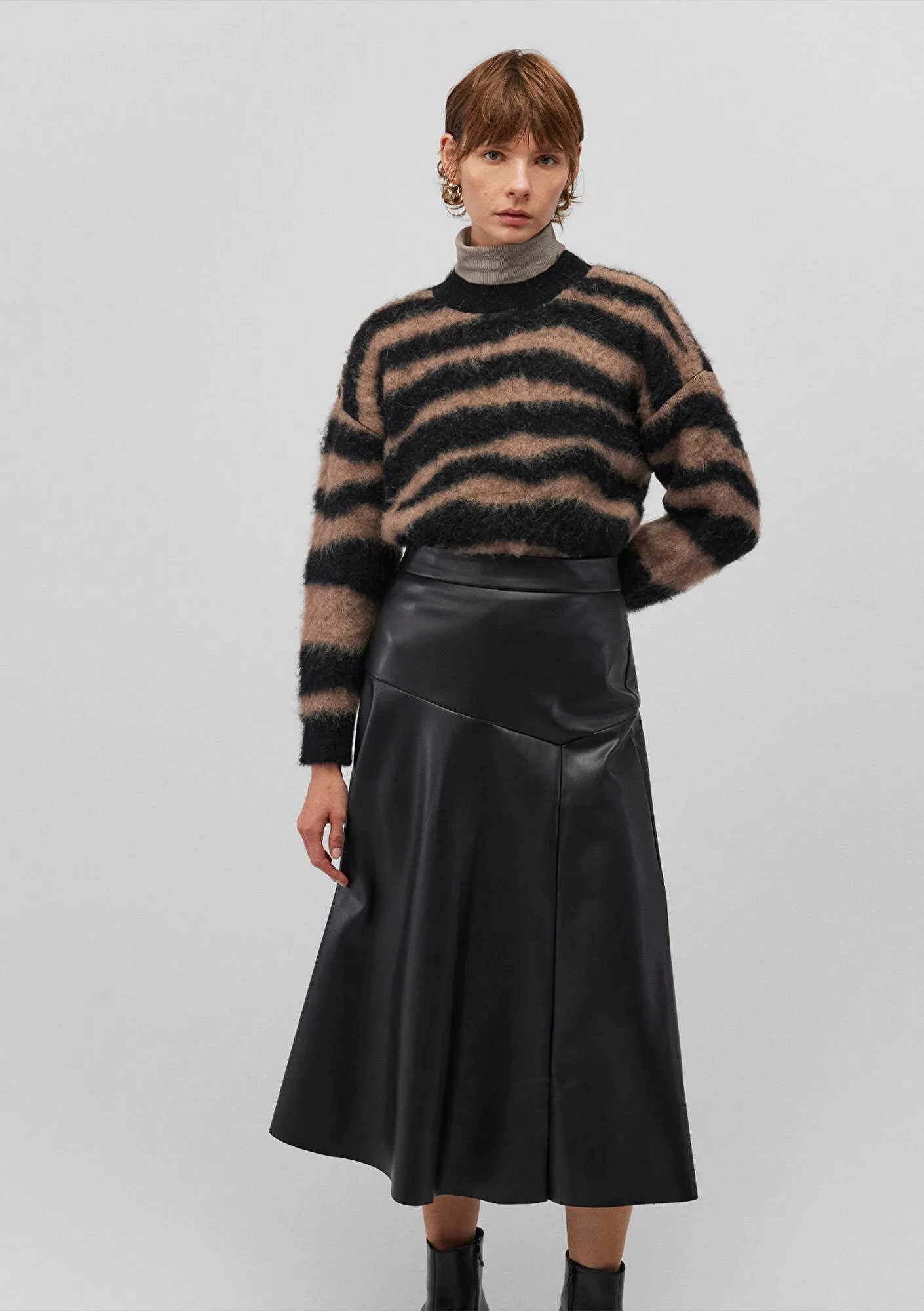 Brown Striped Crewneck Sweater