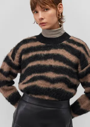 Brown Striped Crewneck Sweater