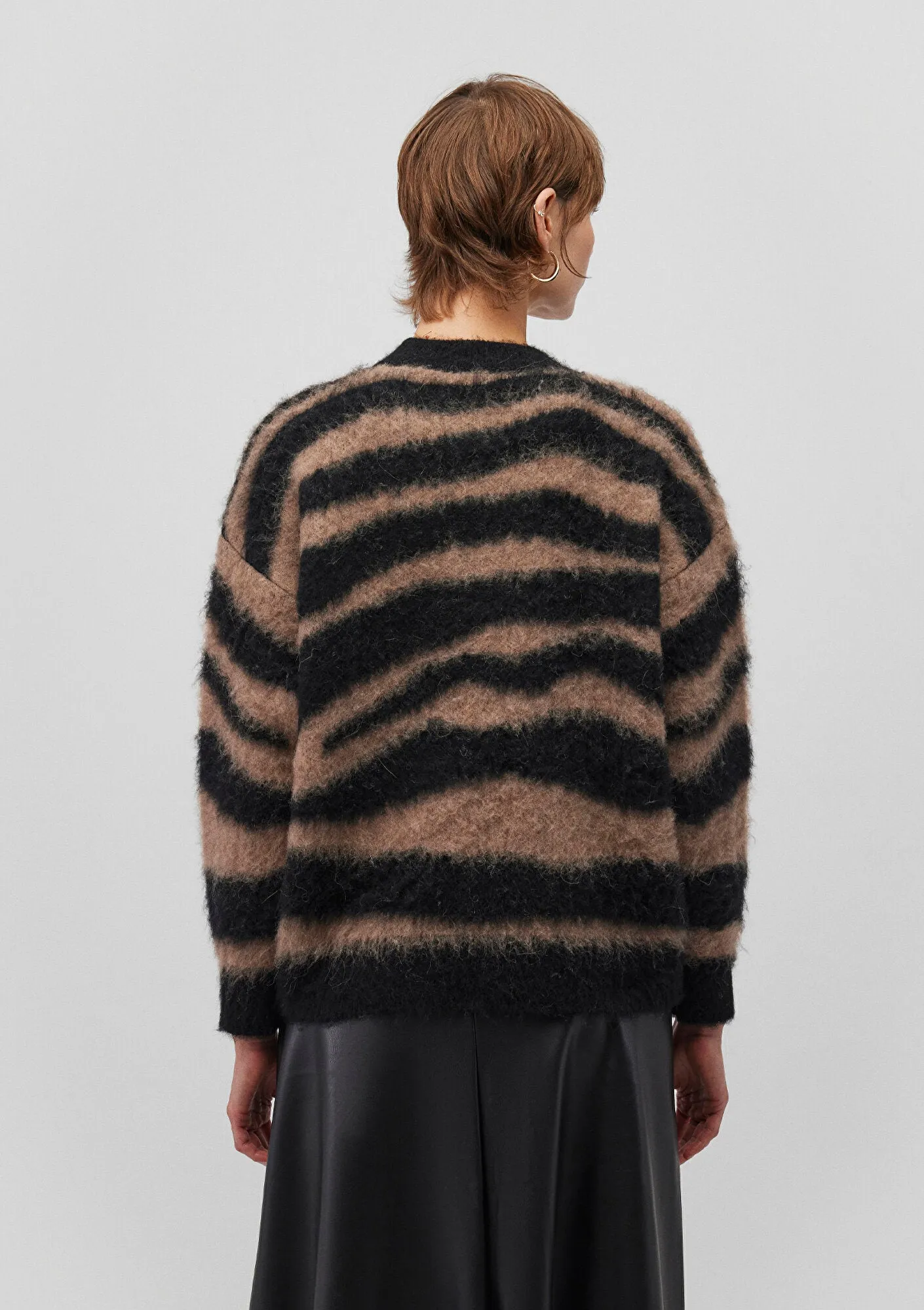 Brown Striped Crewneck Sweater