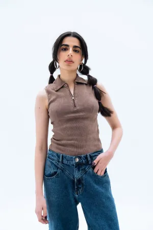 Brown Washed Tank Top