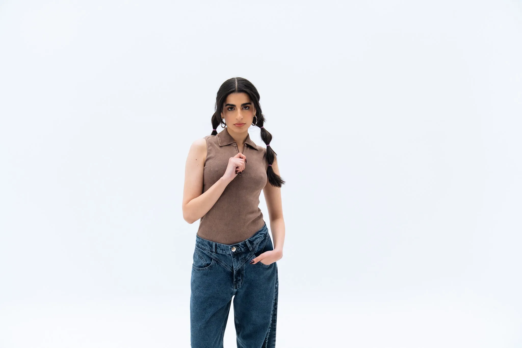 Brown Washed Tank Top
