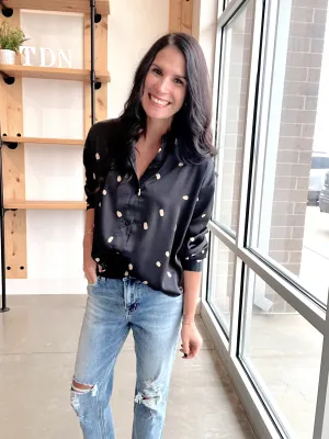 Brush Stroke Button Up Top