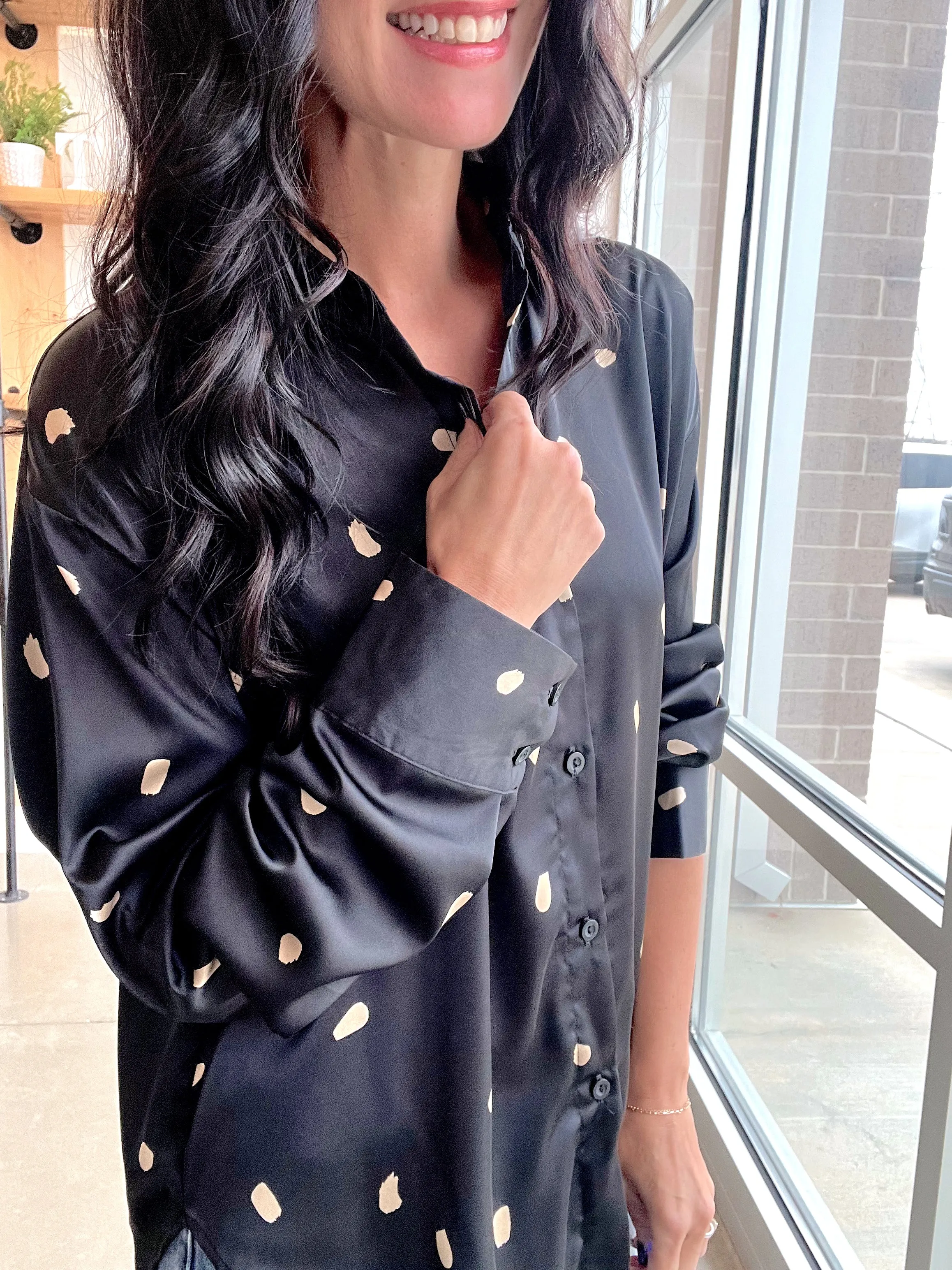 Brush Stroke Button Up Top