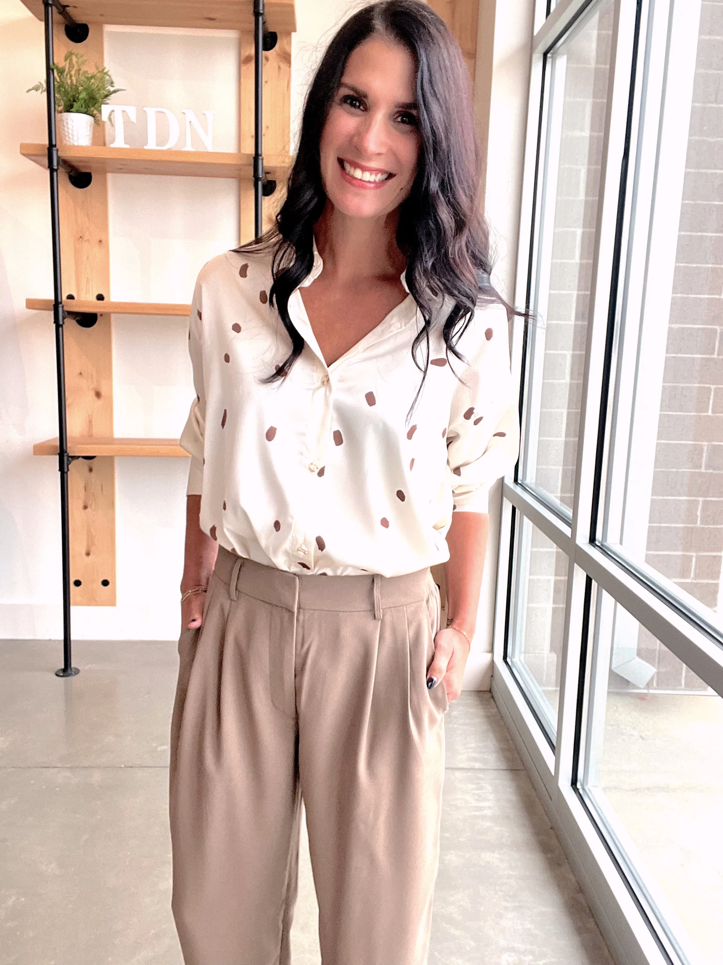 Brush Stroke Button Up Top