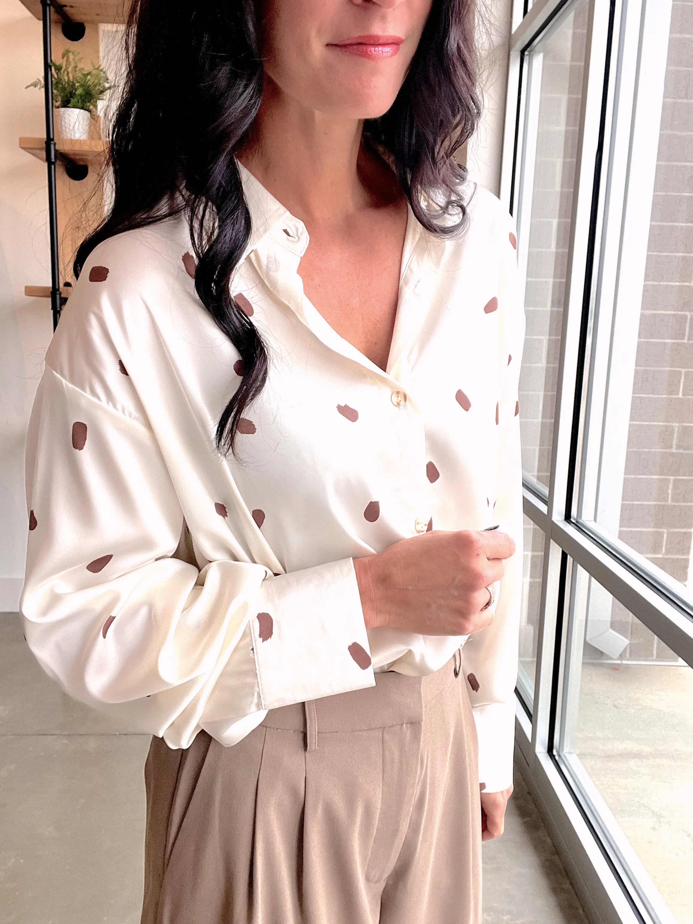 Brush Stroke Button Up Top