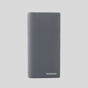 BURBERRY Embossed Logo Cavendish Grand Leather Long Bifold Wallet Store Grey RS-80742781
