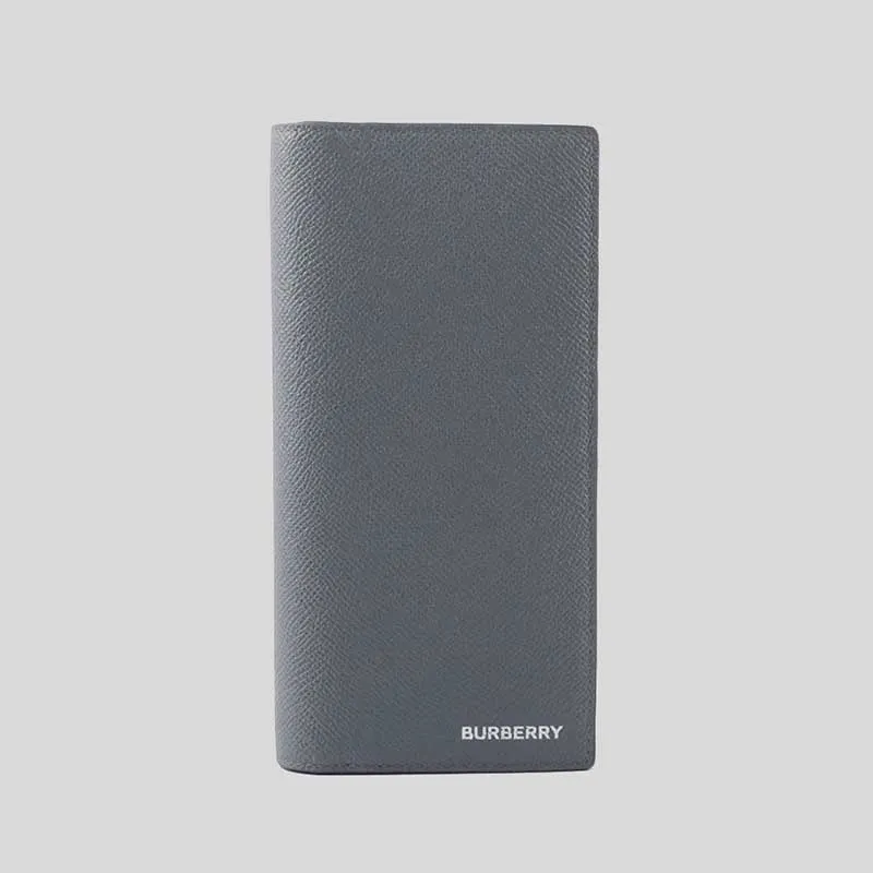 BURBERRY Embossed Logo Cavendish Grand Leather Long Bifold Wallet Store Grey RS-80742781