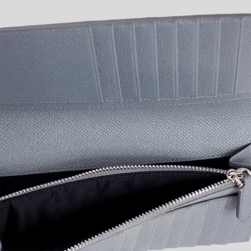 BURBERRY Embossed Logo Cavendish Grand Leather Long Bifold Wallet Store Grey RS-80742781