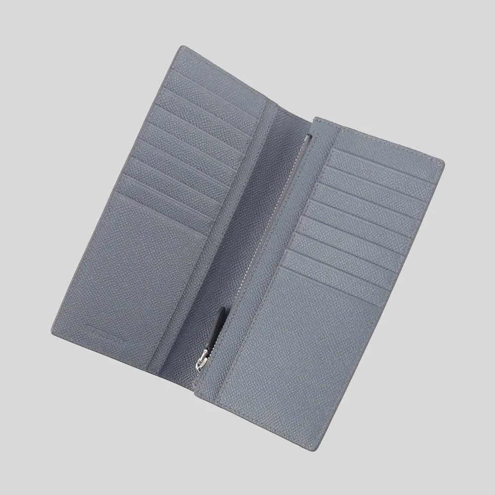 BURBERRY Embossed Logo Cavendish Grand Leather Long Bifold Wallet Store Grey RS-80742781