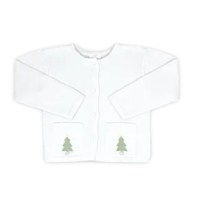 Burrow Button Down Sweater - Sterling White, Pink Tree