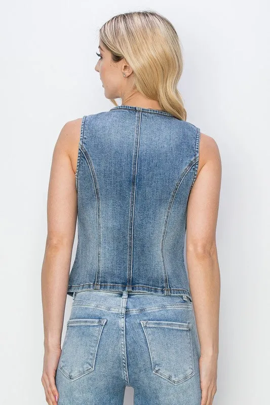 Button Down Denim Vest