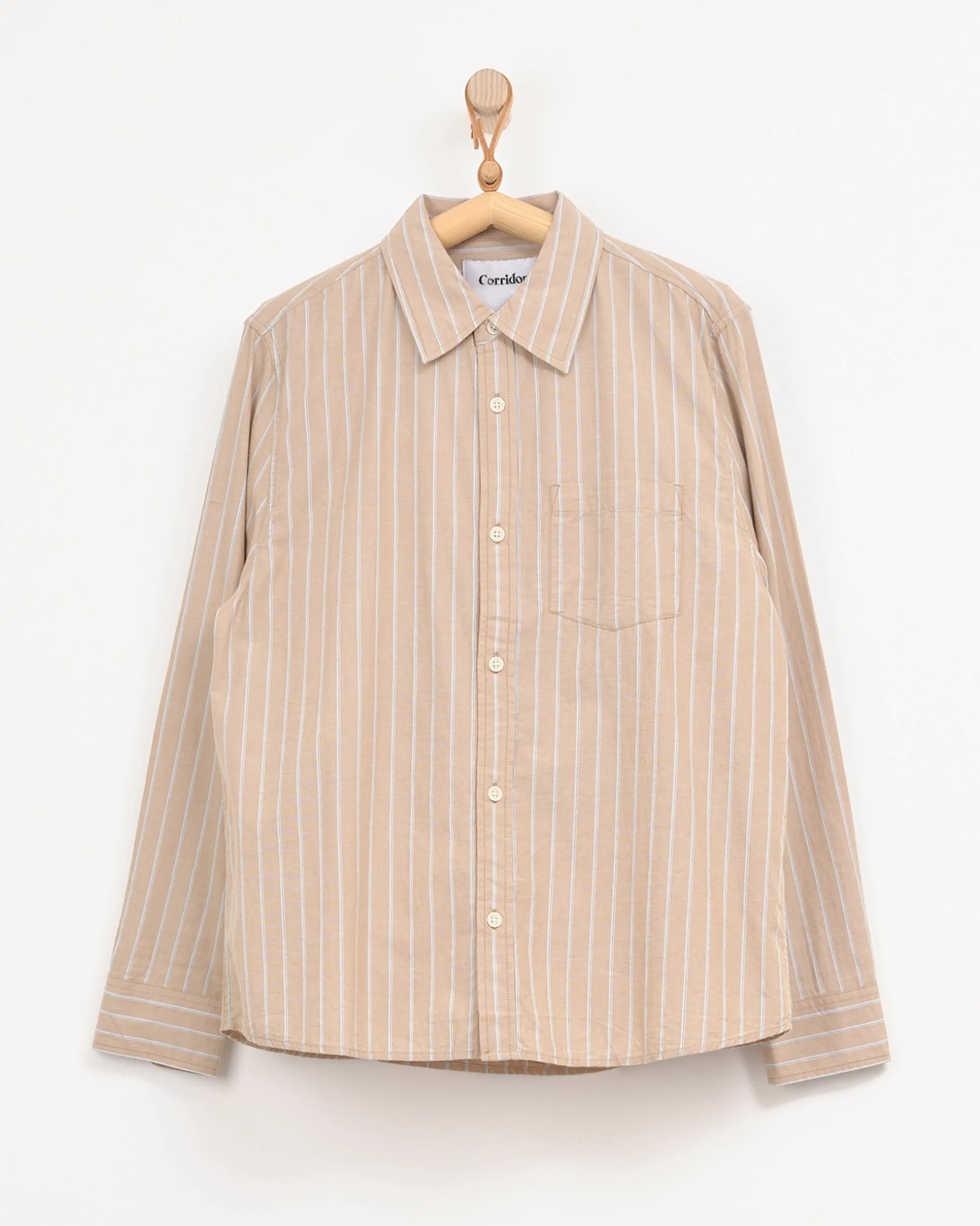 Button Down in Tan Stripe