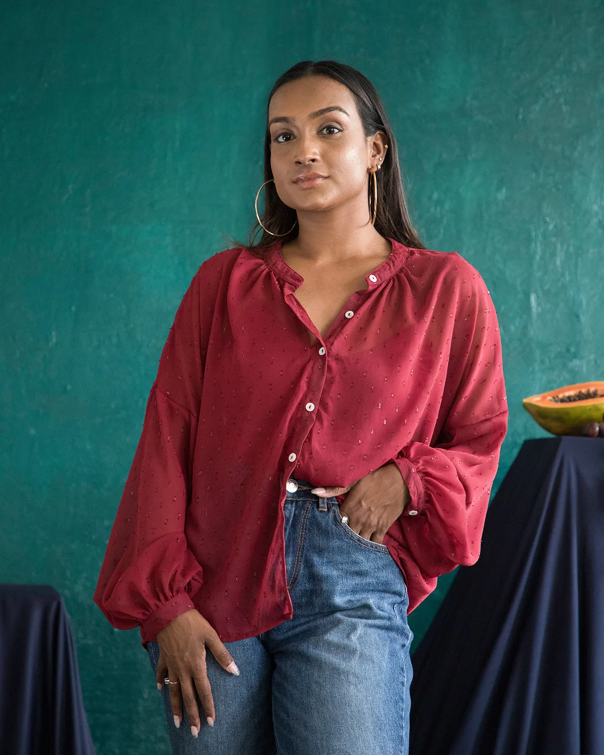 Button Down Over Sized Shirt