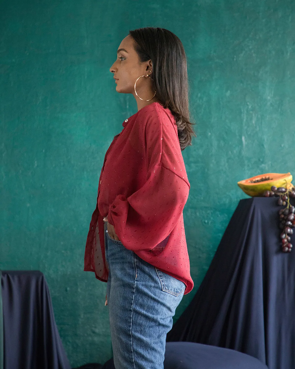 Button Down Over Sized Shirt