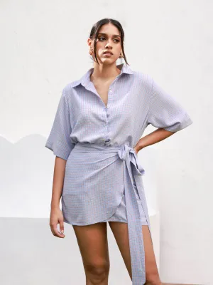 Button Down Short Sleeve Over Size Top