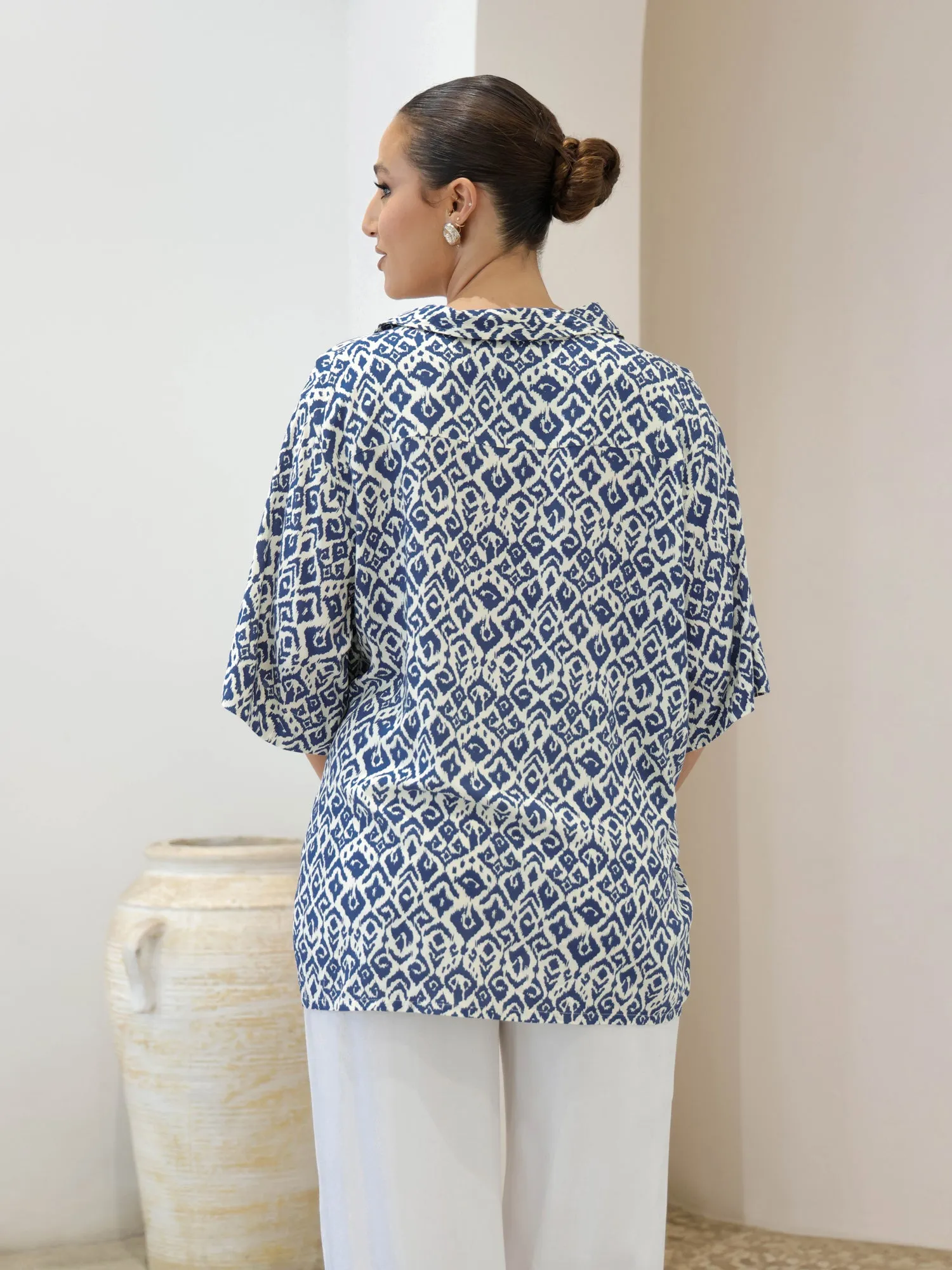 Button Down Short Sleeved Over Sized Shirt