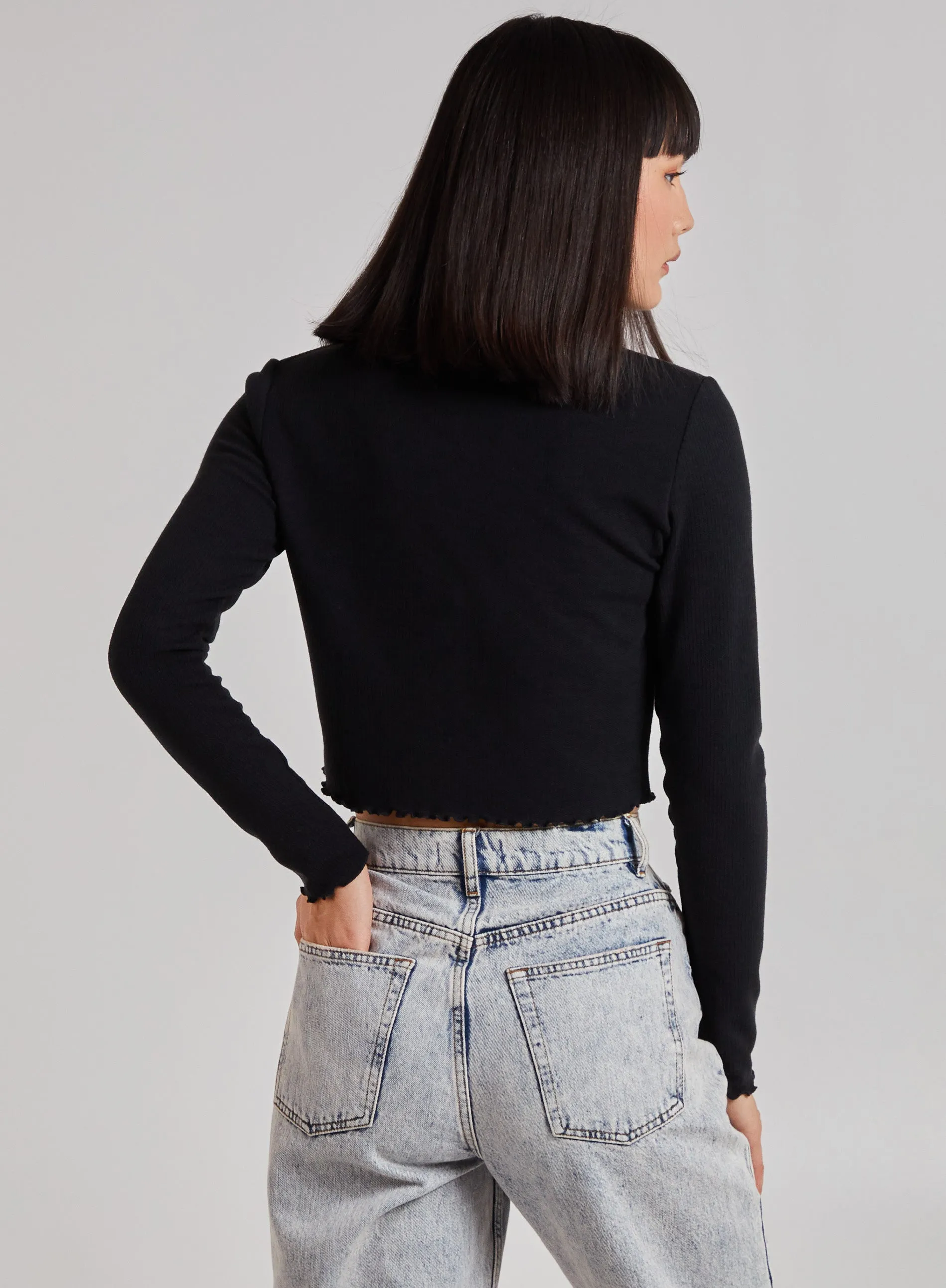 Button Up Ribbed Crop Top