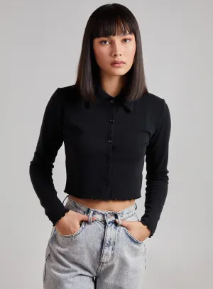 Button Up Ribbed Crop Top
