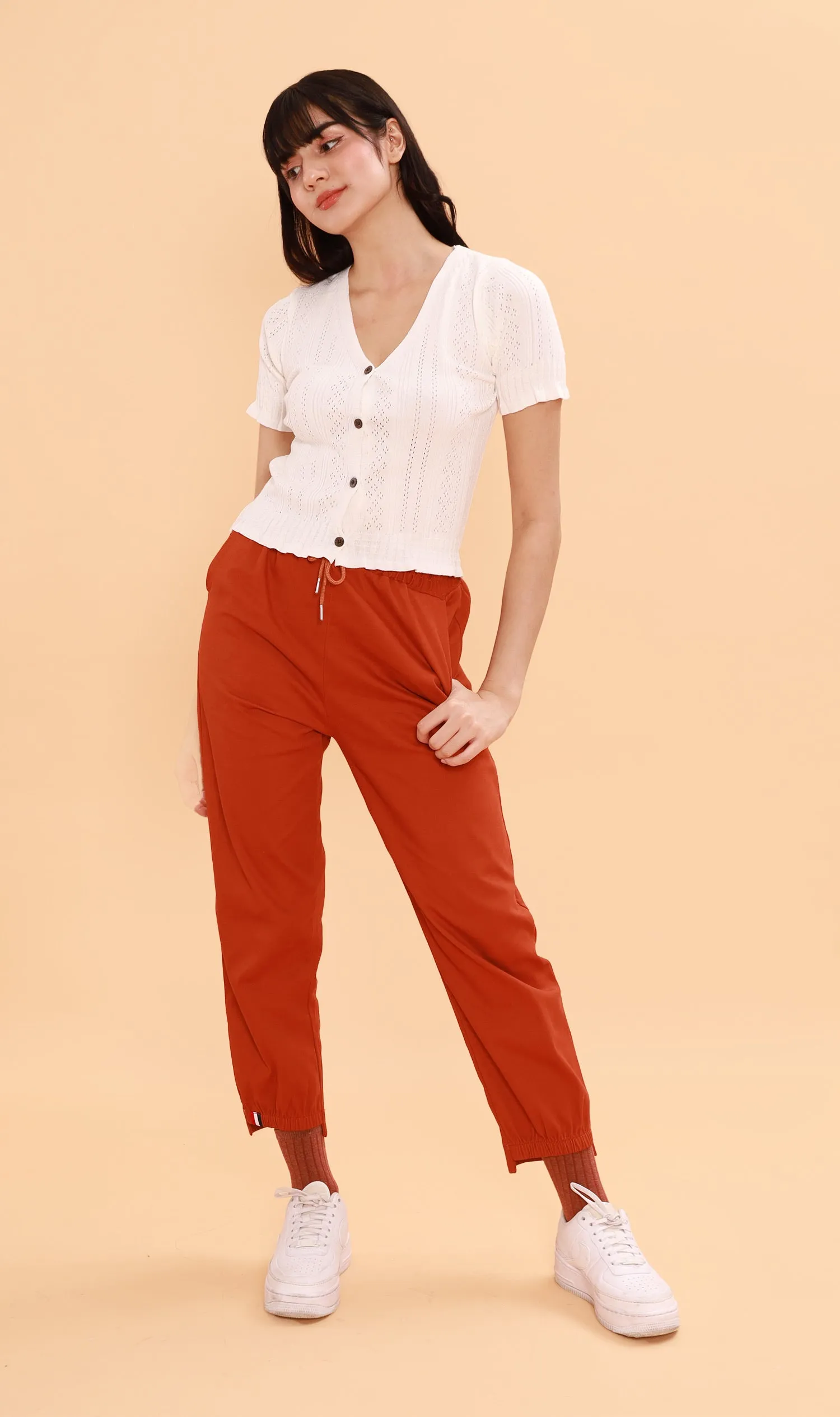CAMILLE Button-Down Eyelet Cardi (White)
