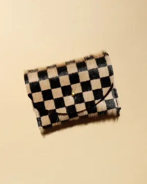 Cardholder - Tan Checkered Hair On Hide