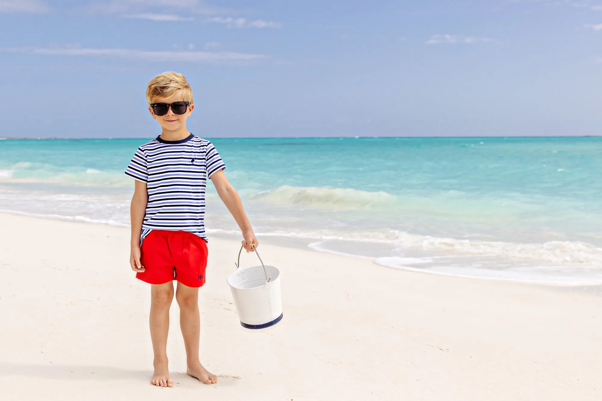 Carter Crewneck - Kennedy Cruise Stripe (Nantucket Navy) with Nantucket Navy Stork