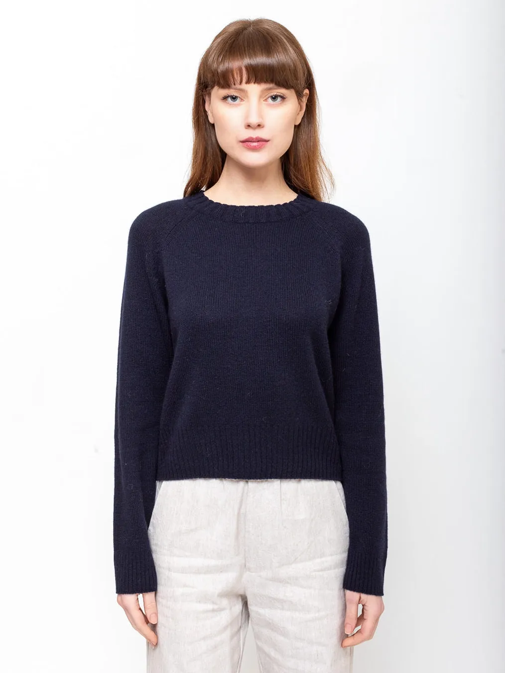 Cashmere Round Neck Sweater - Deep Night