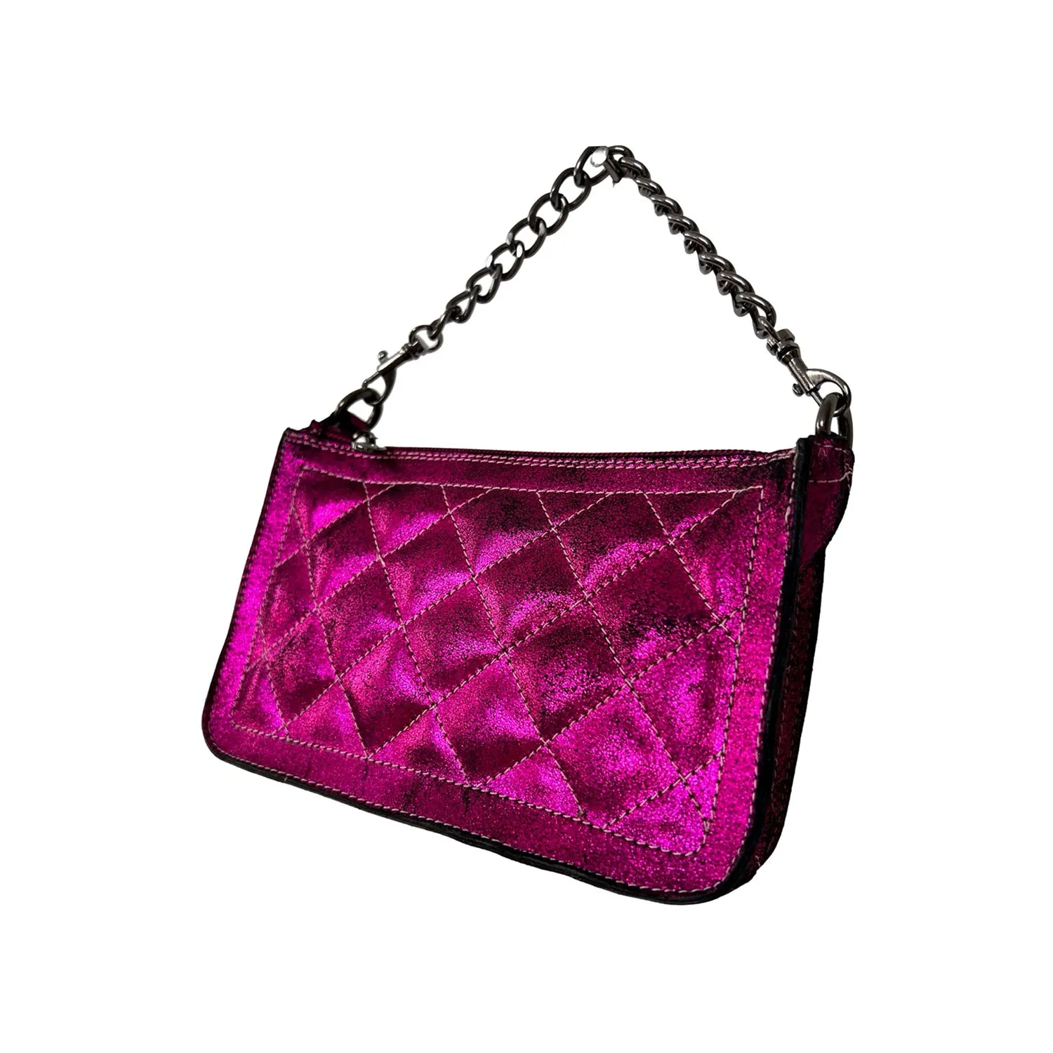 Chain Clutch in Hot Pink