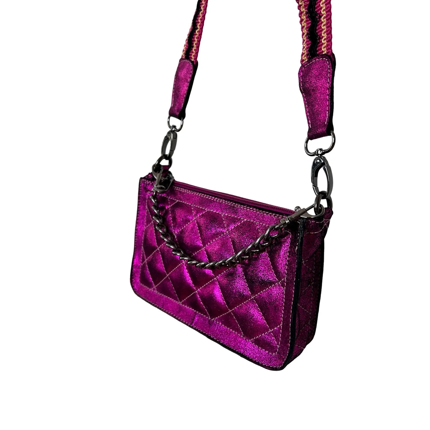 Chain Clutch in Hot Pink