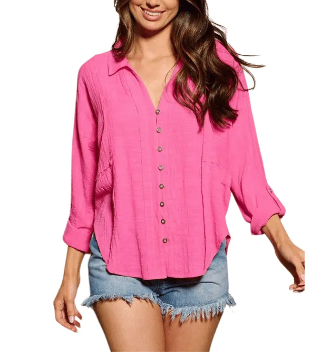 Charlotte Fuchsia Button Down